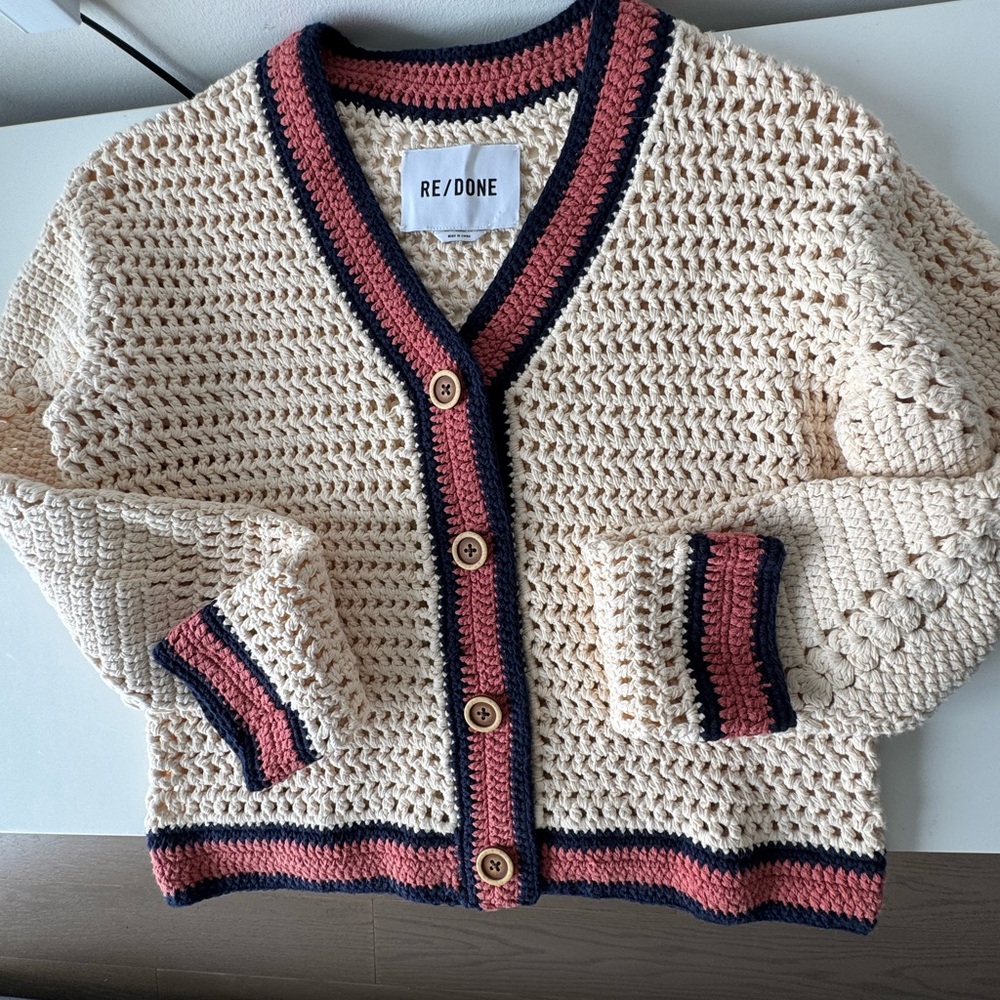 Re/done crochet cardigan cotton size XS